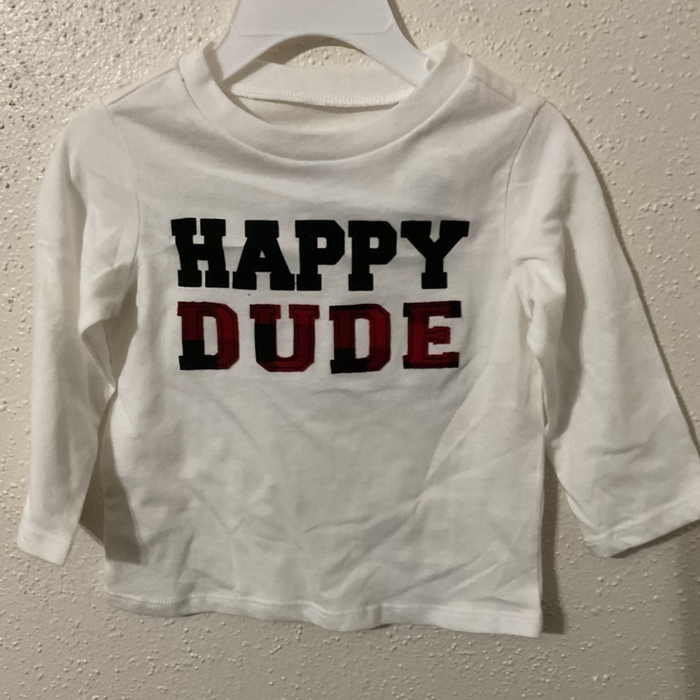 First Impressions Happy Dude Baby White Long Sleeve Shirt Size 12 Months NWT